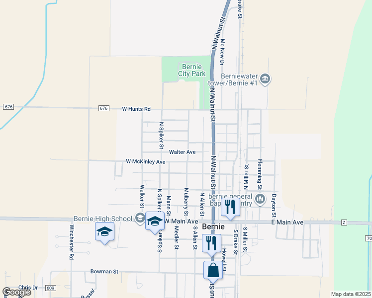 map of restaurants, bars, coffee shops, grocery stores, and more near 522 Mulberry Street in Bernie