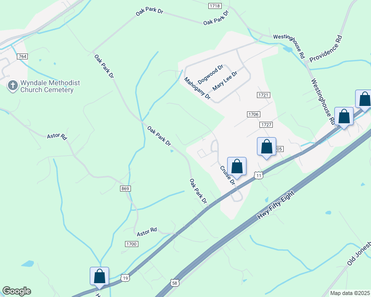 map of restaurants, bars, coffee shops, grocery stores, and more near 19541 Pecota Drive in Abingdon