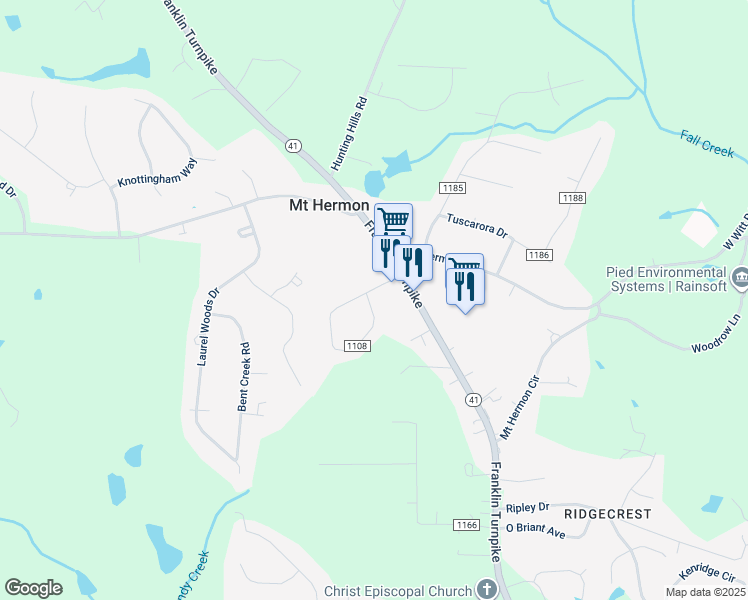 map of restaurants, bars, coffee shops, grocery stores, and more near 409 Oak Forest Circle in Danville