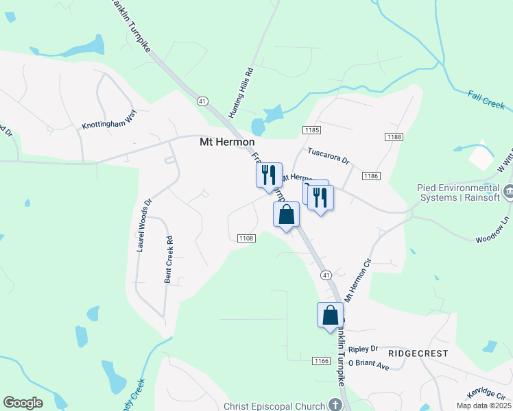 map of restaurants, bars, coffee shops, grocery stores, and more near 409 Oak Forest Circle in Danville