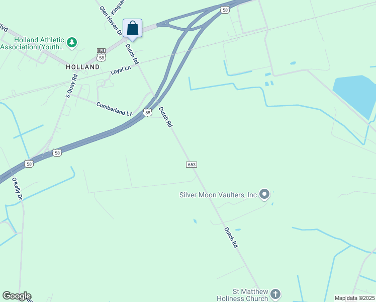 map of restaurants, bars, coffee shops, grocery stores, and more near 414 Dutch Road in Suffolk