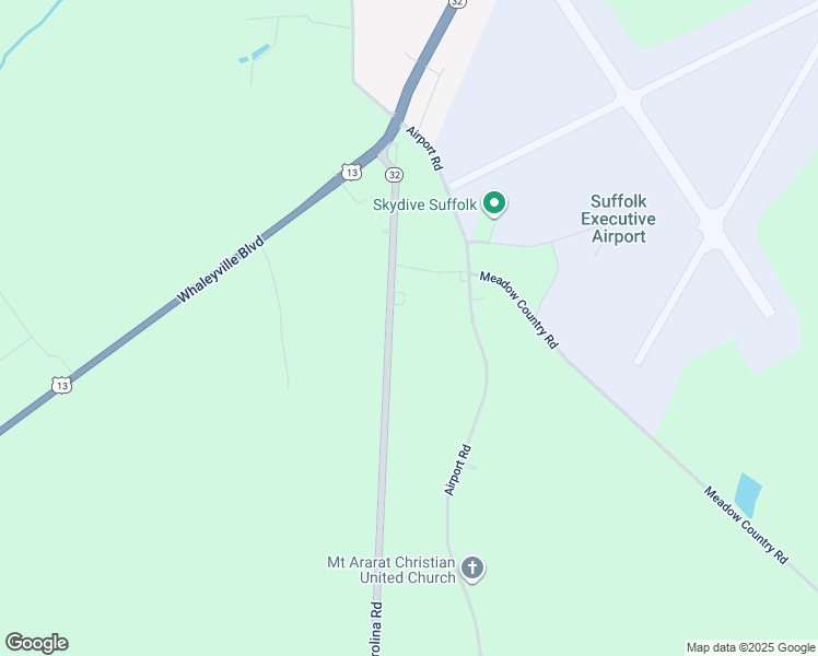 map of restaurants, bars, coffee shops, grocery stores, and more near 1616 Carolina Road in Suffolk