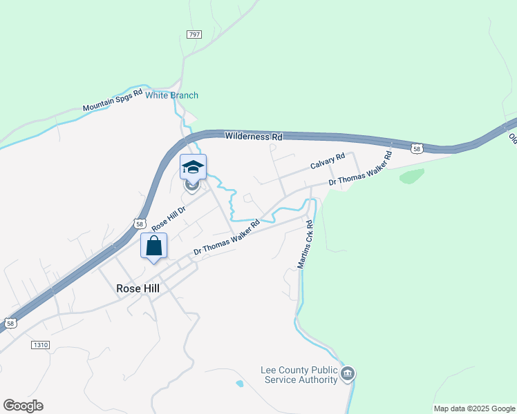 map of restaurants, bars, coffee shops, grocery stores, and more near 6673 Doctor Thomas Walker Road in Rose Hill