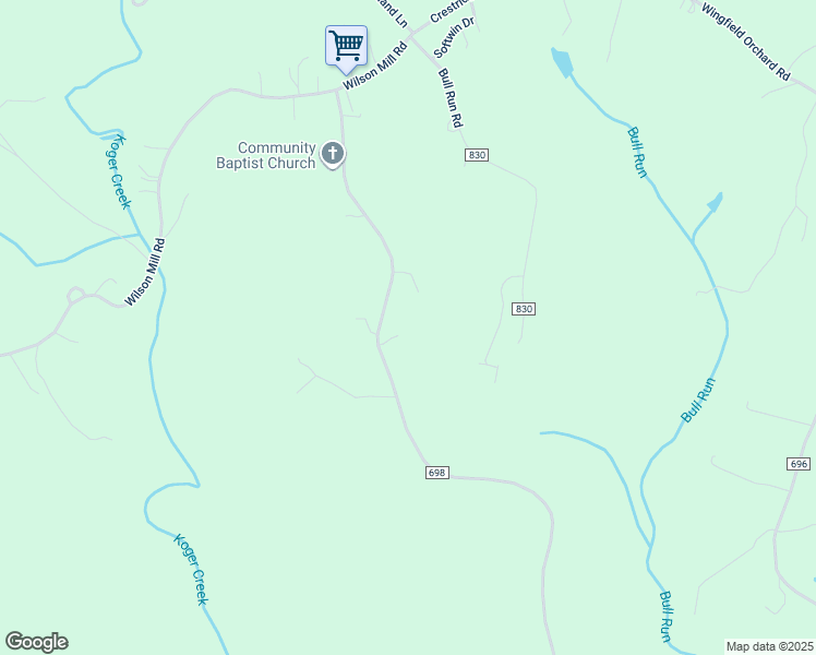 map of restaurants, bars, coffee shops, grocery stores, and more near 4890 Airport Road in Bassett