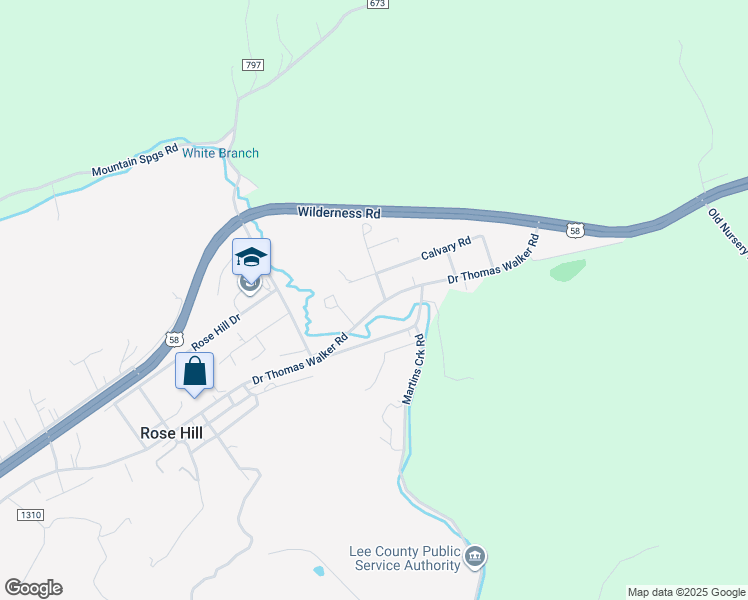 map of restaurants, bars, coffee shops, grocery stores, and more near 6673 Doctor Thomas Walker Road in Rose Hill