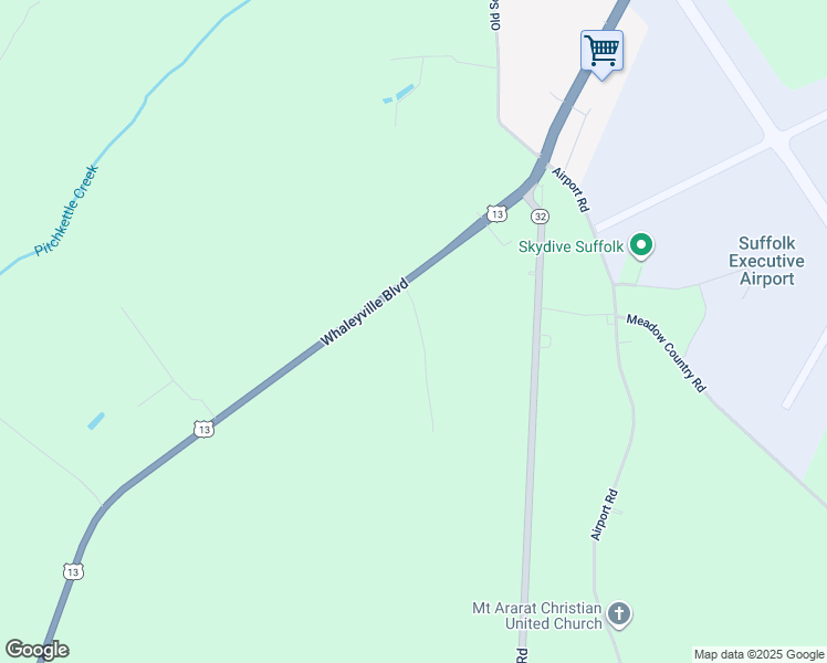 map of restaurants, bars, coffee shops, grocery stores, and more near 107 Rosewood Drive in Suffolk