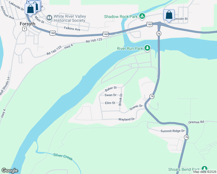 map of restaurants, bars, coffee shops, grocery stores, and more near 678 Baker Street in Forsyth