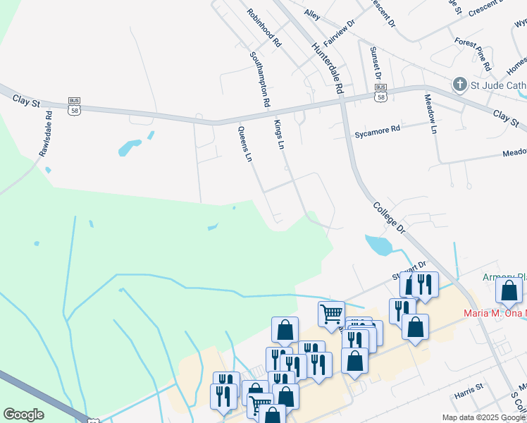 map of restaurants, bars, coffee shops, grocery stores, and more near 208 Queens Ln in Franklin