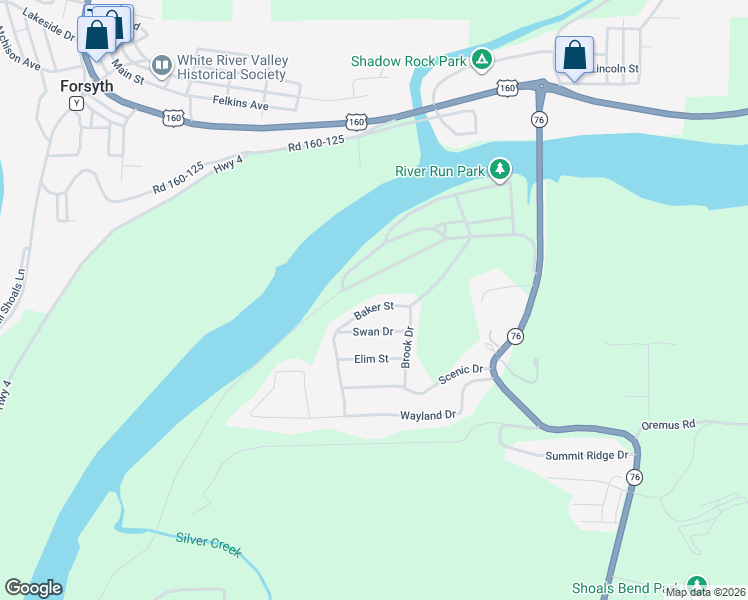 map of restaurants, bars, coffee shops, grocery stores, and more near 678 Baker Street in Forsyth