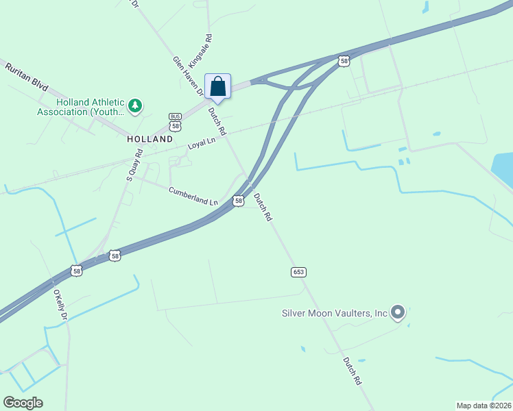 map of restaurants, bars, coffee shops, grocery stores, and more near 321 Dutch Road in Suffolk