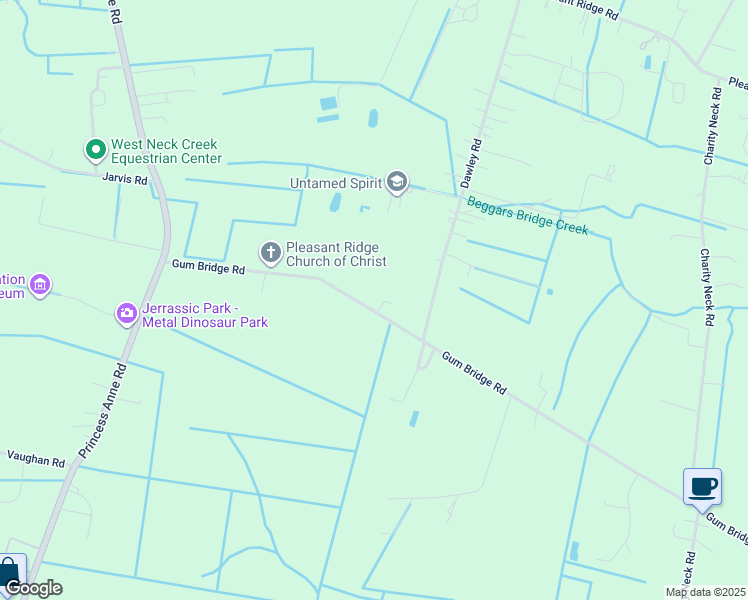 map of restaurants, bars, coffee shops, grocery stores, and more near 1940 Gum Bridge Road in Virginia Beach