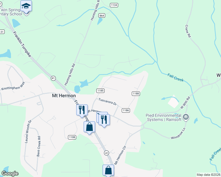 map of restaurants, bars, coffee shops, grocery stores, and more near 609 Pocahontas Road in Danville