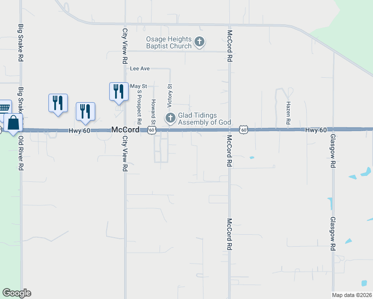 map of restaurants, bars, coffee shops, grocery stores, and more near 64045 U.S. 60 in Ponca City
