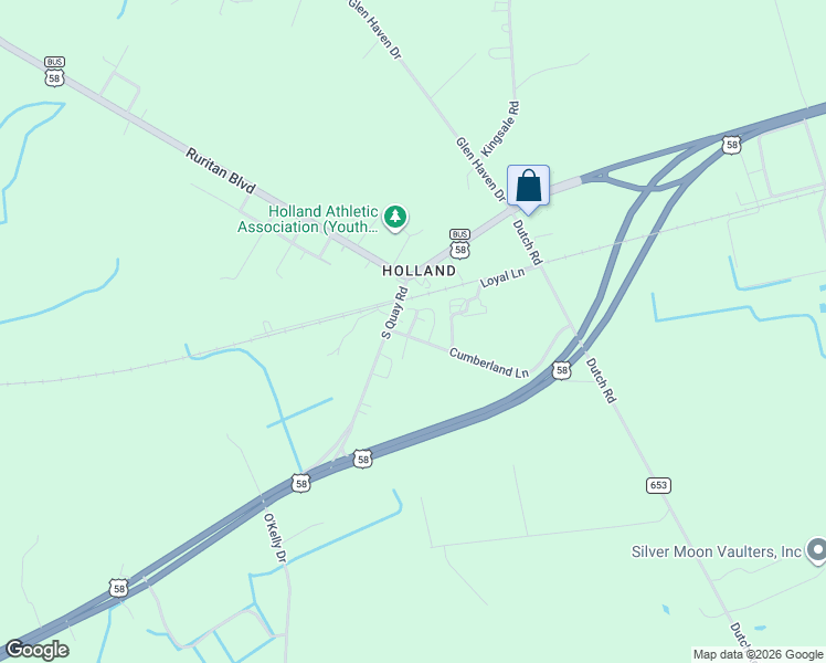 map of restaurants, bars, coffee shops, grocery stores, and more near 6721 Peanut Drive in Suffolk