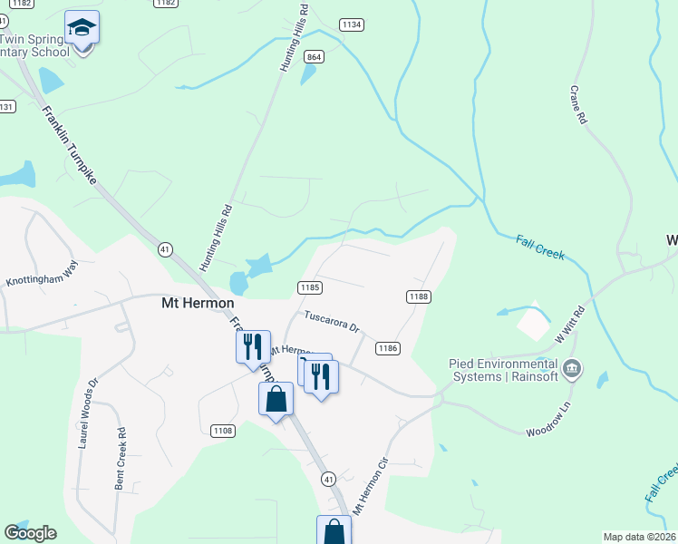map of restaurants, bars, coffee shops, grocery stores, and more near 609 Pocahontas Road in Danville