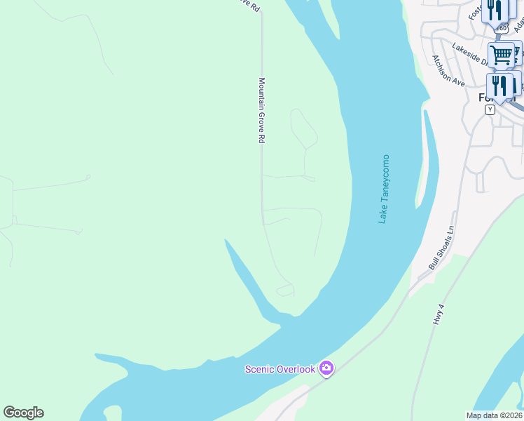 map of restaurants, bars, coffee shops, grocery stores, and more near 2239 Mountain Grove Road in Branson