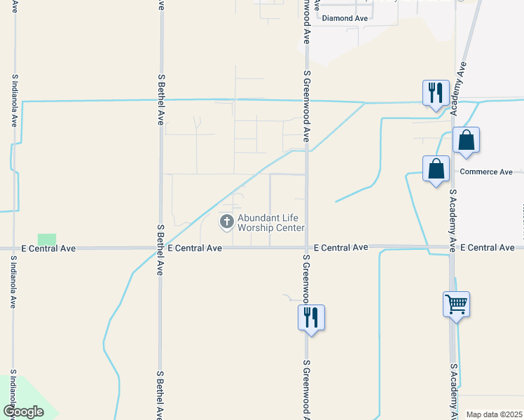 map of restaurants, bars, coffee shops, grocery stores, and more near 3829 Cottle Avenue in Sanger