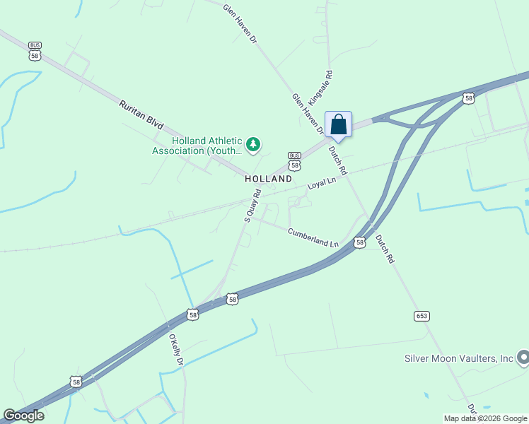 map of restaurants, bars, coffee shops, grocery stores, and more near 6721 Peanut Drive in Suffolk