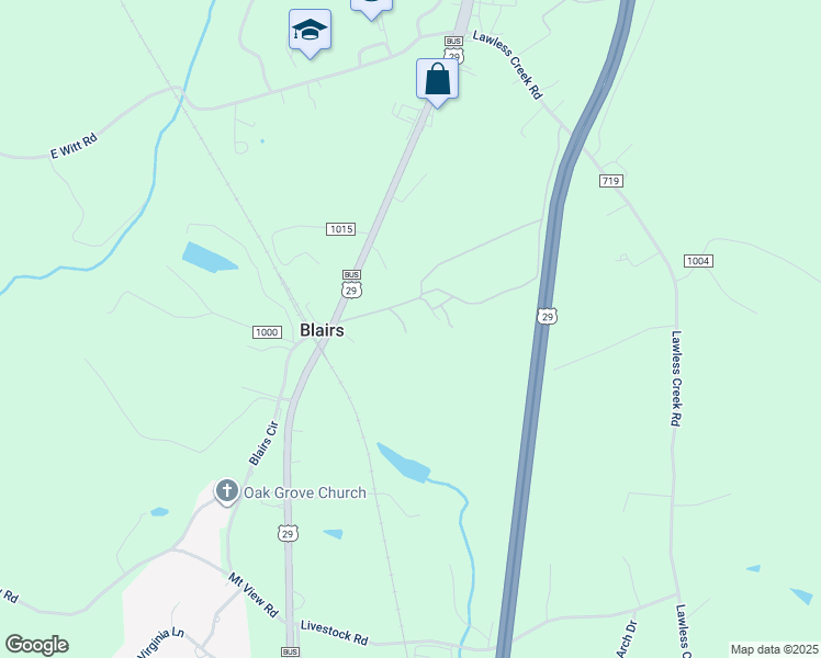 map of restaurants, bars, coffee shops, grocery stores, and more near 216 Landrum Road in Blairs