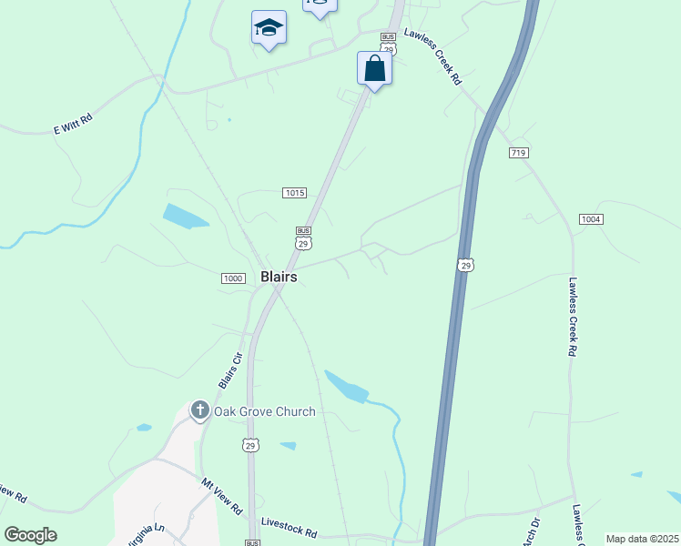 map of restaurants, bars, coffee shops, grocery stores, and more near 216 Landrum Road in Blairs