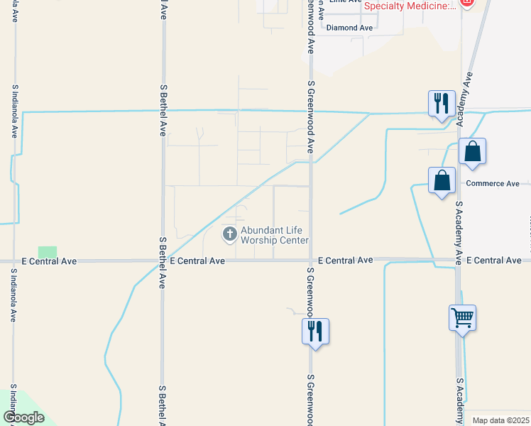 map of restaurants, bars, coffee shops, grocery stores, and more near 3829 Cottle Avenue in Sanger