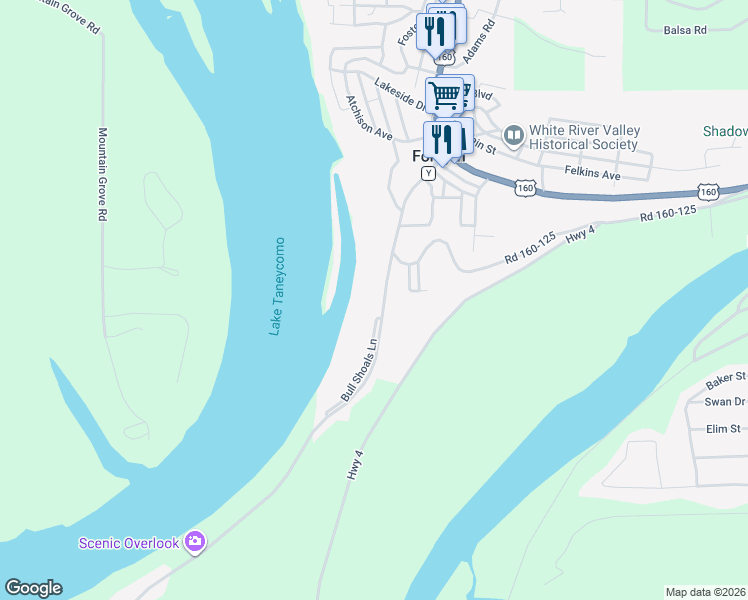map of restaurants, bars, coffee shops, grocery stores, and more near 116 Bull Shoals Lane in Forsyth
