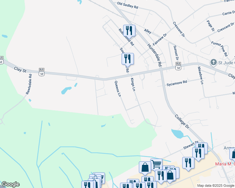 map of restaurants, bars, coffee shops, grocery stores, and more near 208 Queens Ln in Franklin