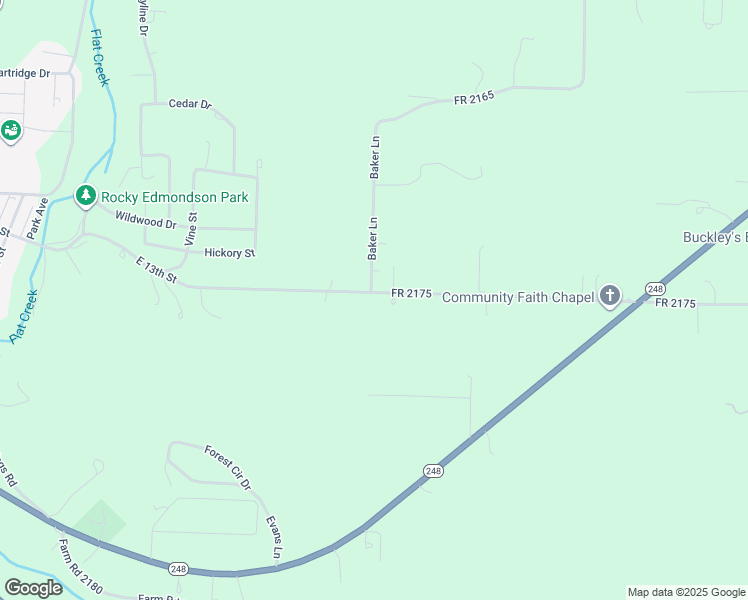 map of restaurants, bars, coffee shops, grocery stores, and more near Farm Road 2175 in Cassville