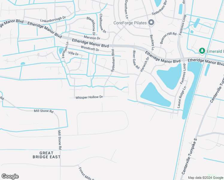 map of restaurants, bars, coffee shops, grocery stores, and more near 1201 Ruxton Court in Chesapeake