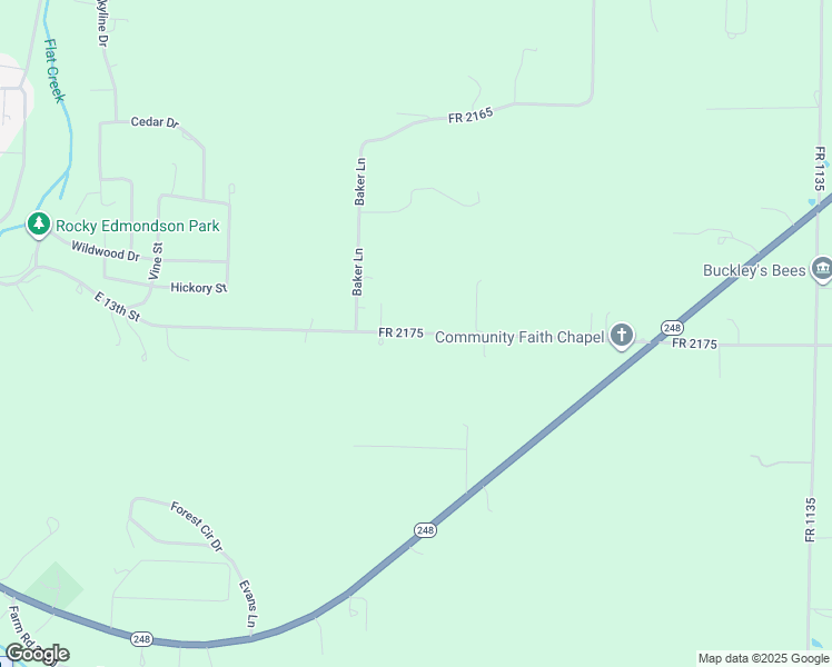 map of restaurants, bars, coffee shops, grocery stores, and more near Farm Road 2175 in Cassville