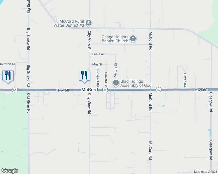 map of restaurants, bars, coffee shops, grocery stores, and more near 22 Howard Street in Ponca City