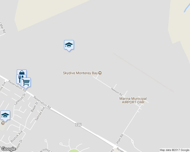 map of restaurants, bars, coffee shops, grocery stores, and more near 711 Neeson Rd in Marina