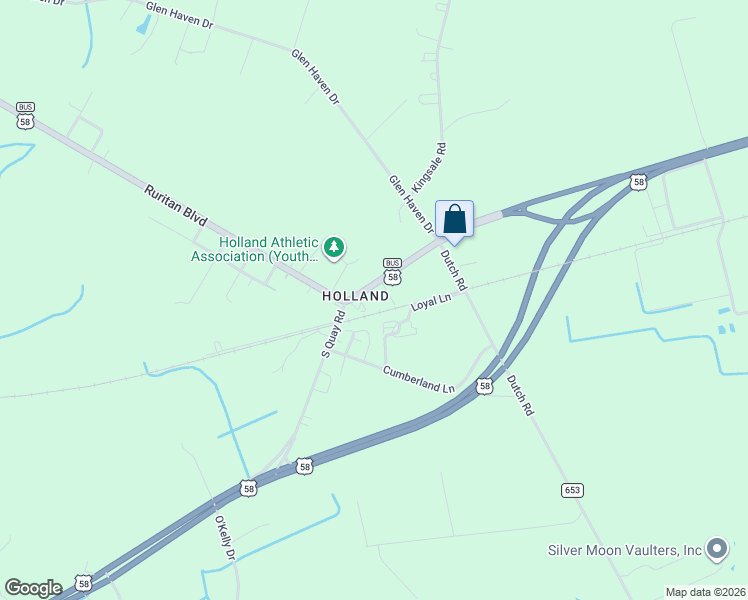 map of restaurants, bars, coffee shops, grocery stores, and more near 6607A Grainary Street in Suffolk