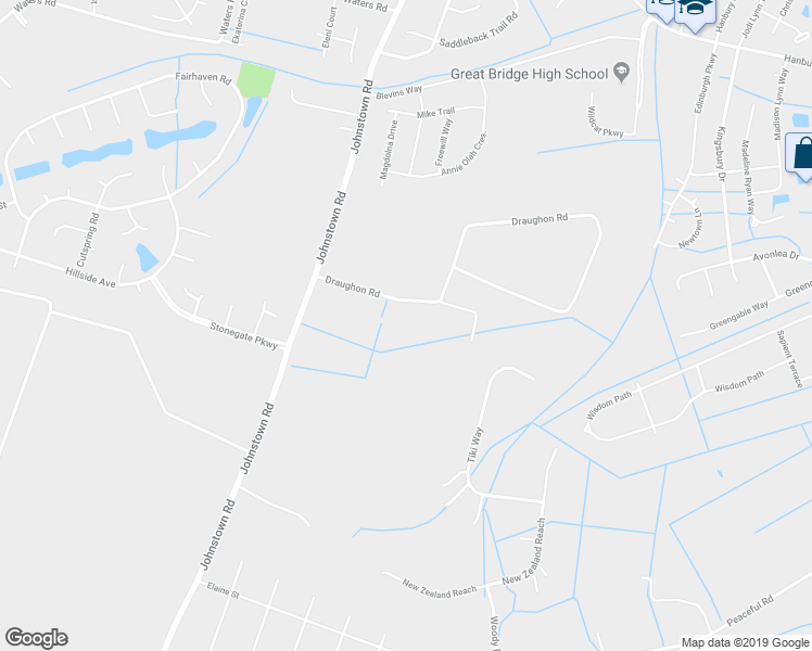 map of restaurants, bars, coffee shops, grocery stores, and more near 715 Draughon Road in Chesapeake