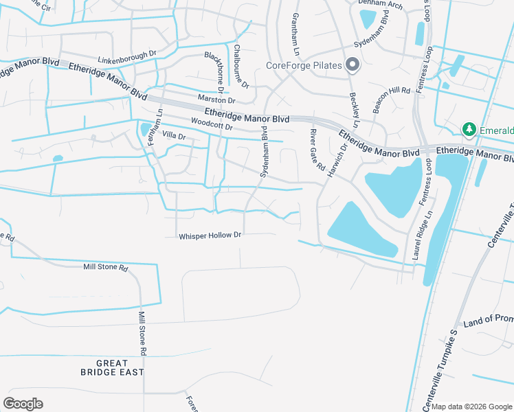 map of restaurants, bars, coffee shops, grocery stores, and more near 509 Sydenham Boulevard in Chesapeake