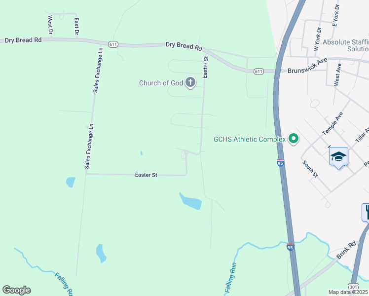 map of restaurants, bars, coffee shops, grocery stores, and more near 84 Moton Street in Emporia
