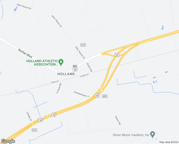 map of restaurants, bars, coffee shops, grocery stores, and more near 145 Dutch Road in Suffolk