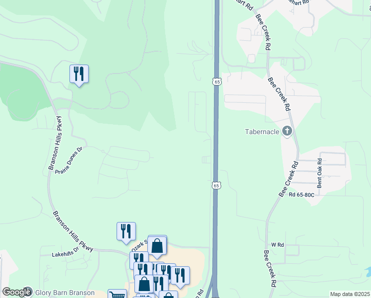 map of restaurants, bars, coffee shops, grocery stores, and more near 272 Wintergreen Road in Branson