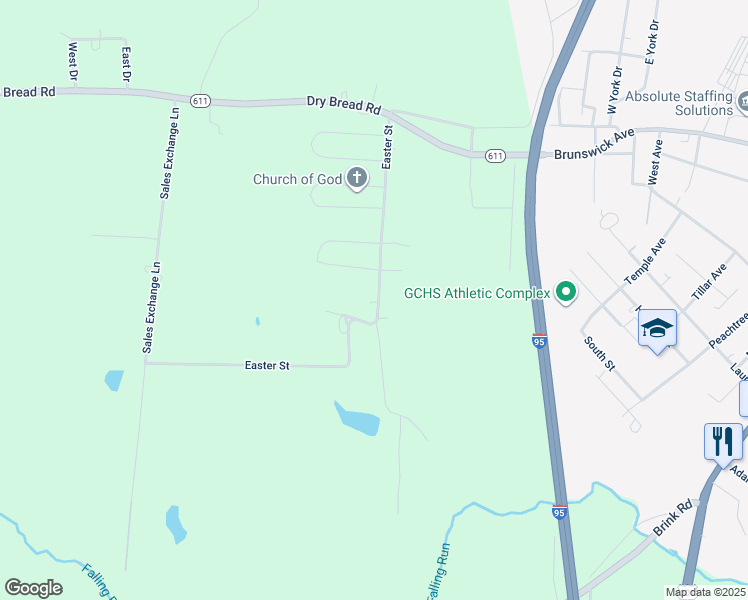 map of restaurants, bars, coffee shops, grocery stores, and more near 551 Easter Street in Emporia