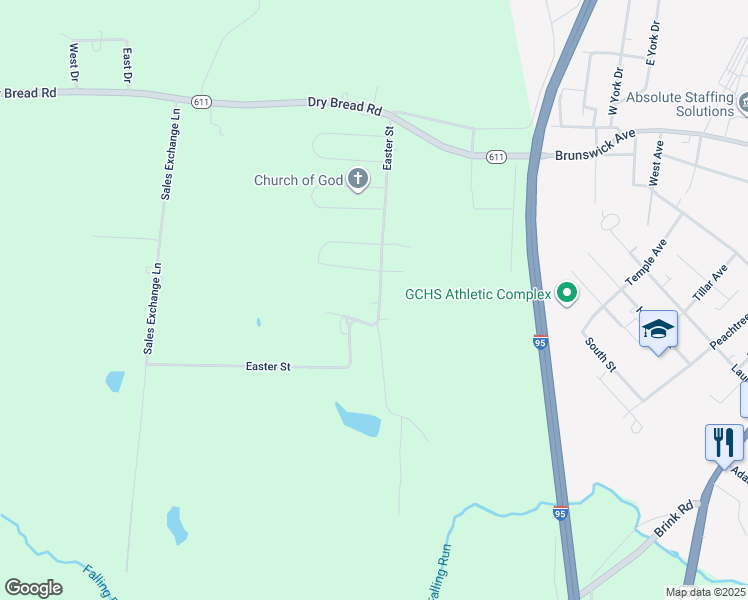 map of restaurants, bars, coffee shops, grocery stores, and more near 551 Easter Street in Emporia