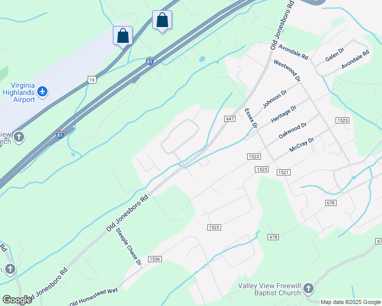 map of restaurants, bars, coffee shops, grocery stores, and more near 19549 Pleasant View Drive in Abingdon