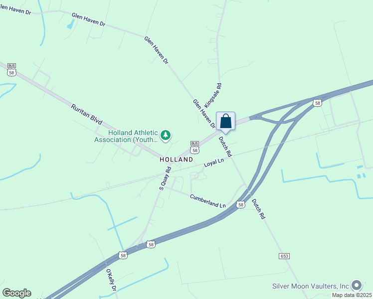 map of restaurants, bars, coffee shops, grocery stores, and more near 6606 Holland Road in Suffolk