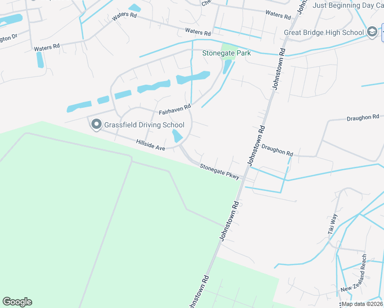 map of restaurants, bars, coffee shops, grocery stores, and more near 604 Channing Arch in Chesapeake