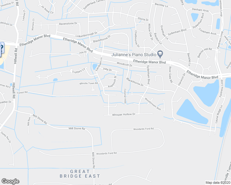 map of restaurants, bars, coffee shops, grocery stores, and more near 1208 Treeland Terrace in Chesapeake