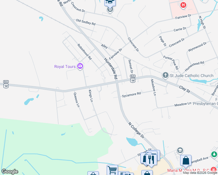 map of restaurants, bars, coffee shops, grocery stores, and more near 1321 U.S. 58 Business in Franklin