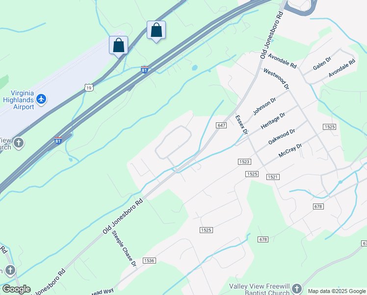 map of restaurants, bars, coffee shops, grocery stores, and more near 19549 Pleasant View Drive in Abingdon