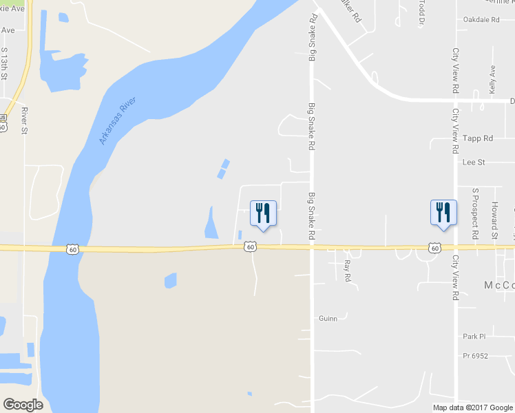 map of restaurants, bars, coffee shops, grocery stores, and more near 26 Raintree Street in Ponca City