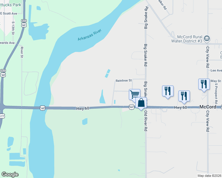 map of restaurants, bars, coffee shops, grocery stores, and more near 24 Raintree Street in Ponca City