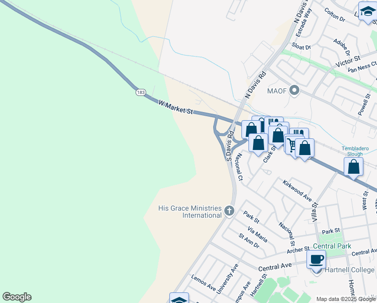 map of restaurants, bars, coffee shops, grocery stores, and more near 1202 Castroville Road in Salinas