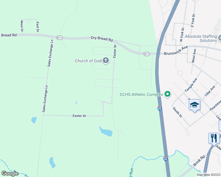 map of restaurants, bars, coffee shops, grocery stores, and more near 441 Easter Street in Emporia